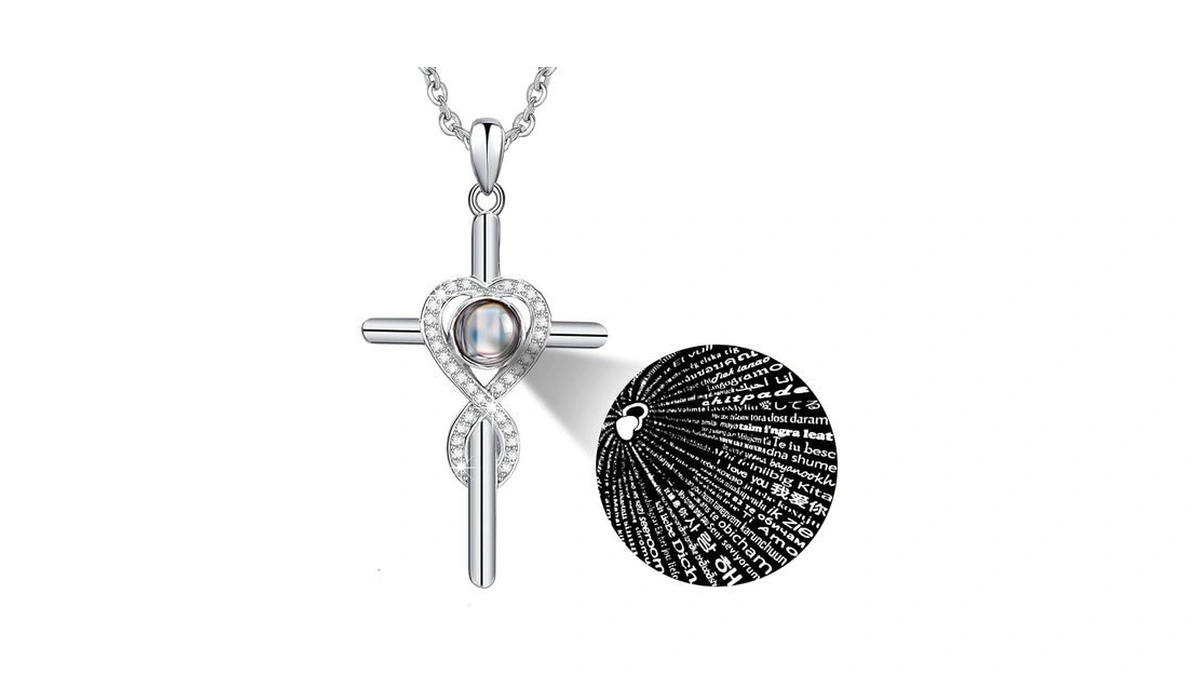 Juvux Projection Cross Necklace 925 Sterling Silver Pendant Necklace With