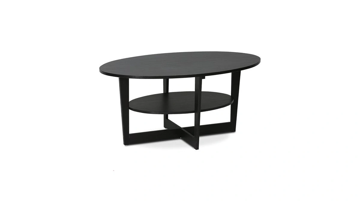 Furinno Oval Coffee Table, Walnut