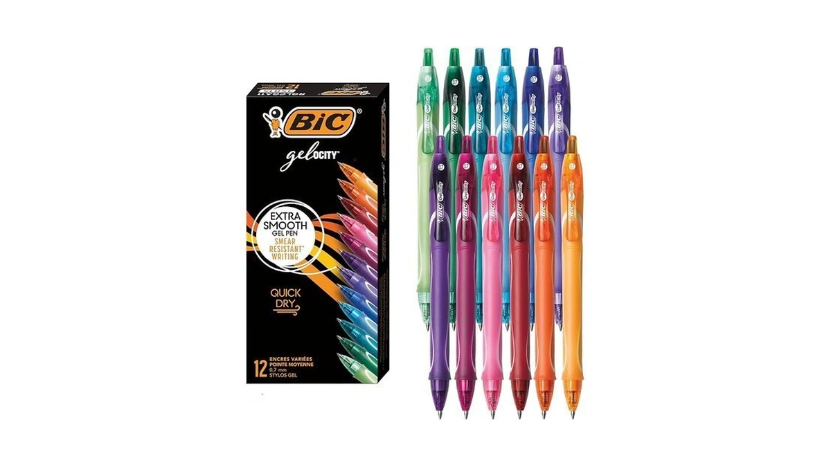 Bic Gelocity Quick Dry Assorted Colors Gel Pens, Medium Point