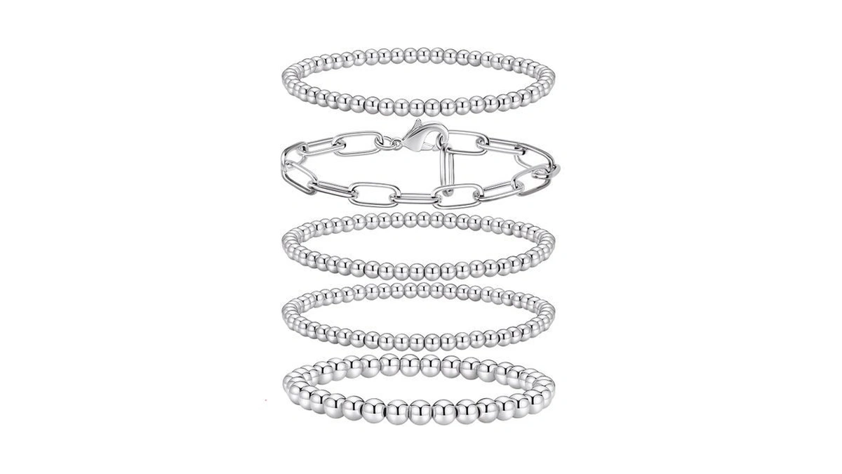 Shownee Sliver Beaded Bracelet For Women 14k Gold Plated Bracelets