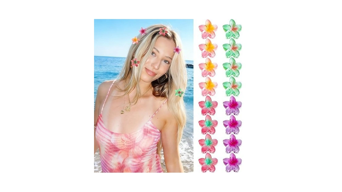 Miniluck 16pcs Small Flower Hair Claw Clips For Women,colorful Cute