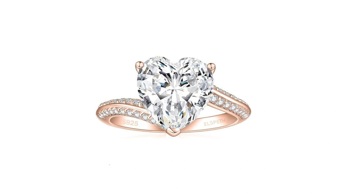 Elspeth 925 Sterling Silver Engagement Rings For Women 4ct Heart