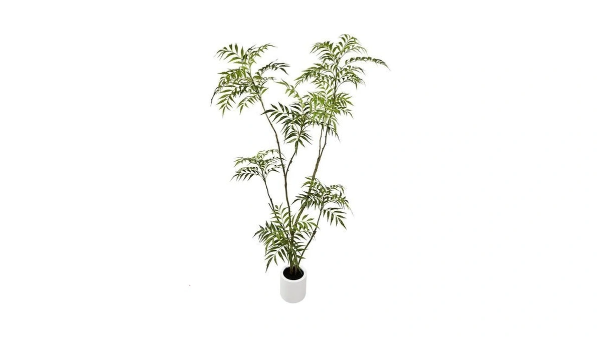 Viggda 6ft Artificial Mahonia Fortunei Tree With White Plastic Planter