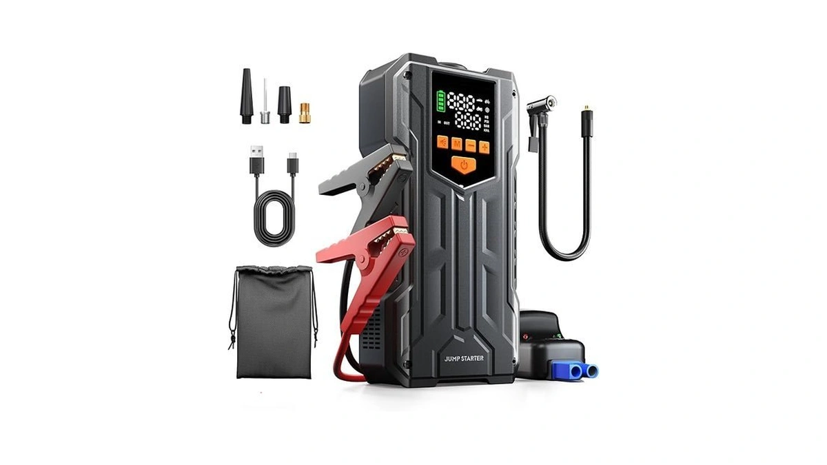 4000a Car Battery Jump Starter With Air Compressor, 150psi Portable