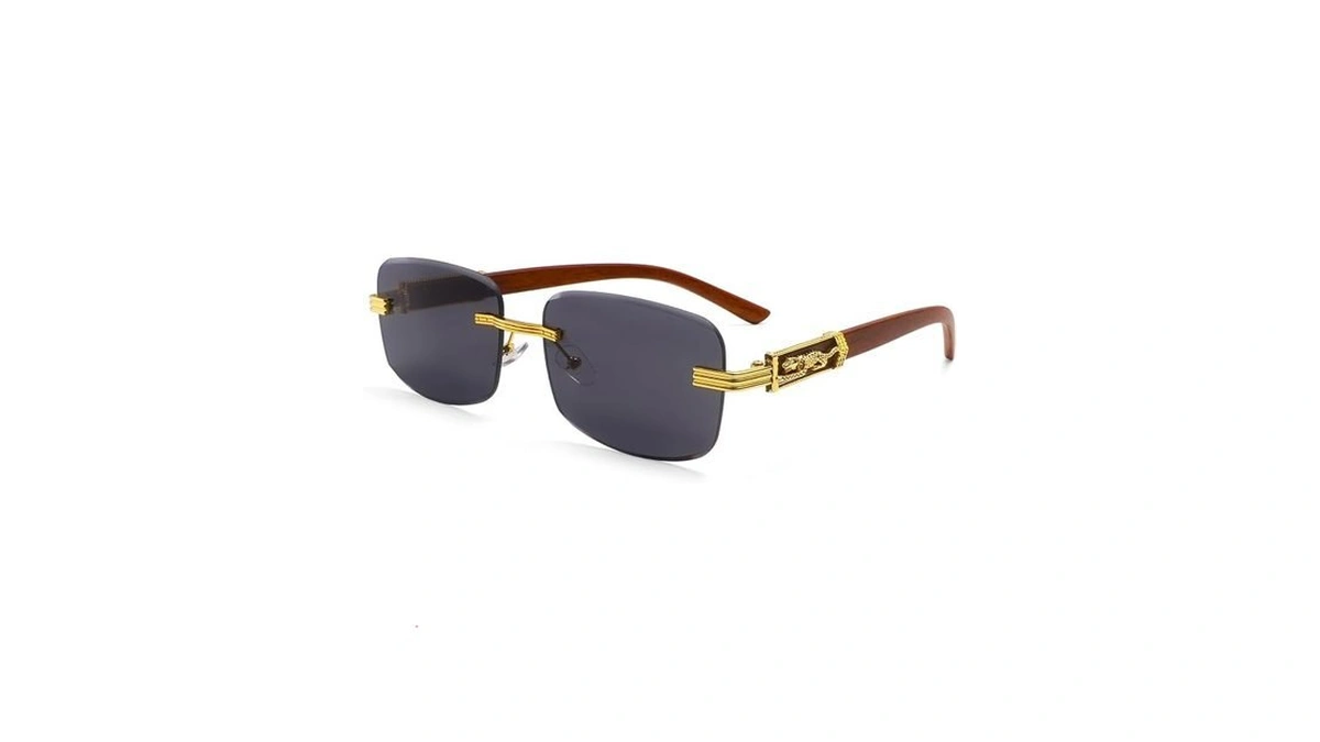 Dollger Rimless Rectangle Sunglasses For Women Men Stylish Hip Hop
