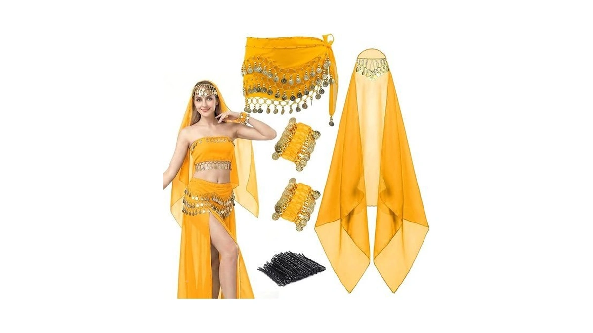 Ganzhouyilan 4 Pcs Belly Dance Hip Scarf Sets, Belly Dance