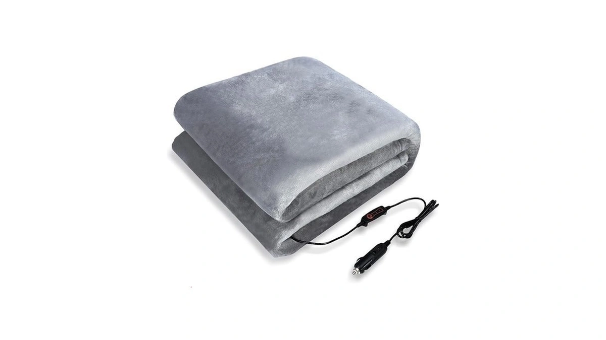 Vingvo Heated Car Blanket, 12v Electric Flannel Sherpa Throw, Machine