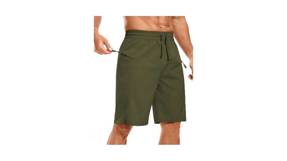 Aspo Men's Casual Shorts With Zipper Pockets Running Gym Lightweight