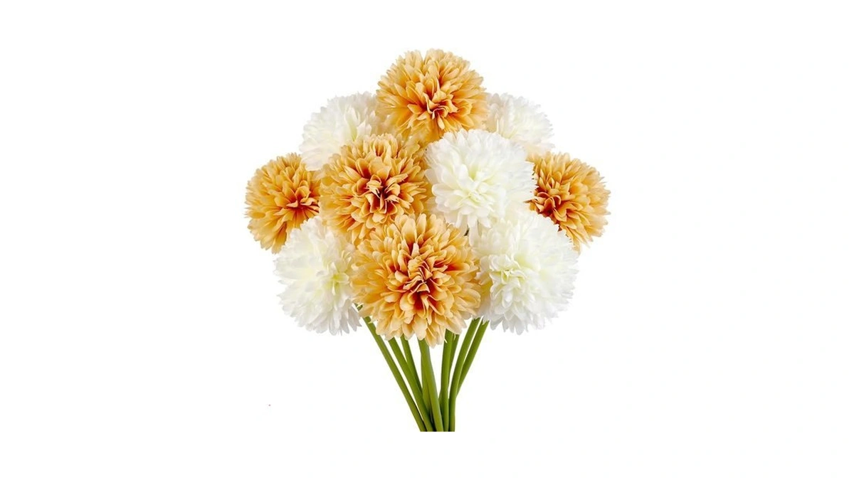 Louiesya 12pcs Chrysanthemums Artificial Flowers Fake Silk Ball Flowers Mums