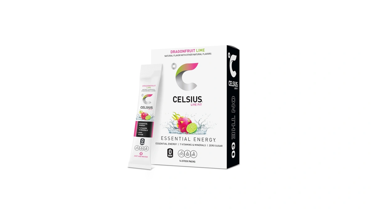 Celsius® On-the-go Powder Sticks Dragonfruit Lime, Essential Energy 2.8 Oz