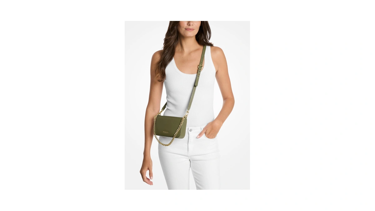 Michael Kors Bryant Small Convertible Crossbody Bag, Gold-tone Hardware/pebble Leather/pistachio