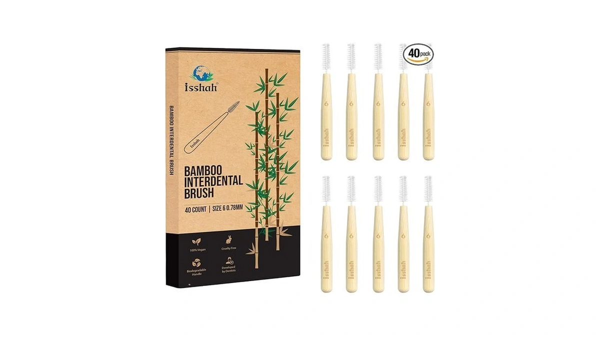 Isshah Bamboo Interdental Brushes, Between Teeth Cleaner Deep Clean Brush,