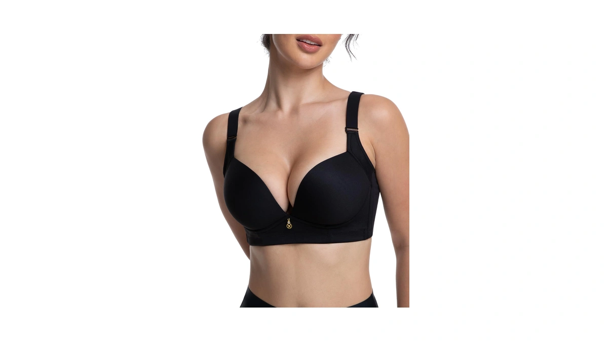 Fallsweet Wireless Add 2 Cups Padded Plunge Bras Back Smoothing