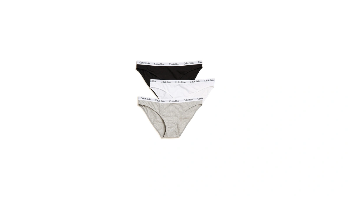 Calvin Klein Carousel Logo Cotton Stretch Bikini Panties, Multipack, Black/white/grey