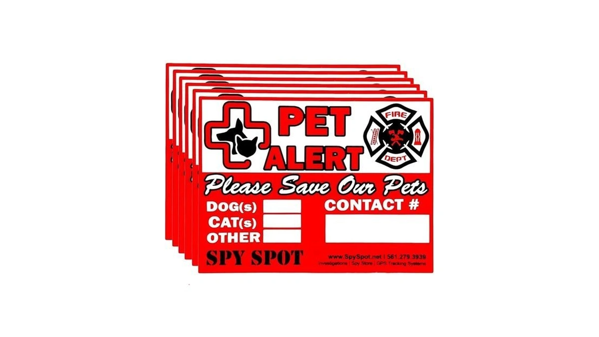Spy Spot 6 Pack Pet Alert Sticker For Emergency Rescue,