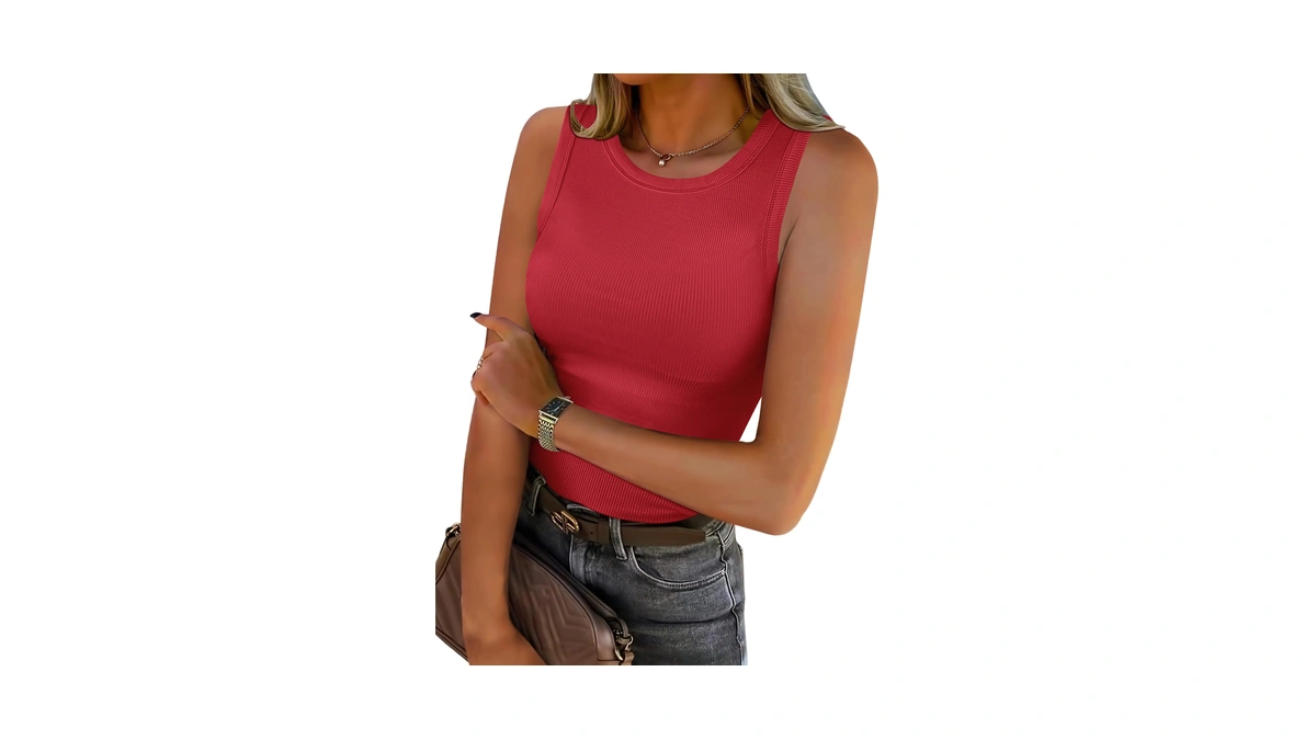 Anrabess Womens Sleeveless High Neck Tank Tops Fashion Summer Casual