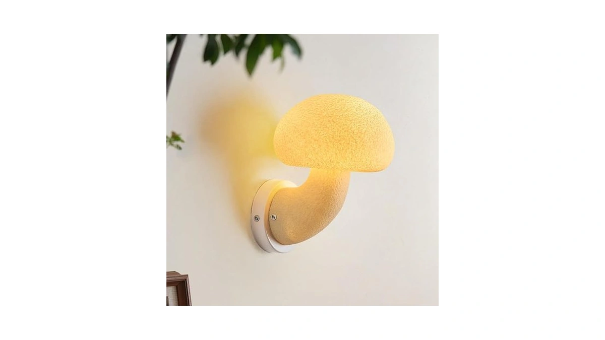 Lujiaods Mushroom Wall Sconce, Resin Wall Mount Light, Aesthetic Decor