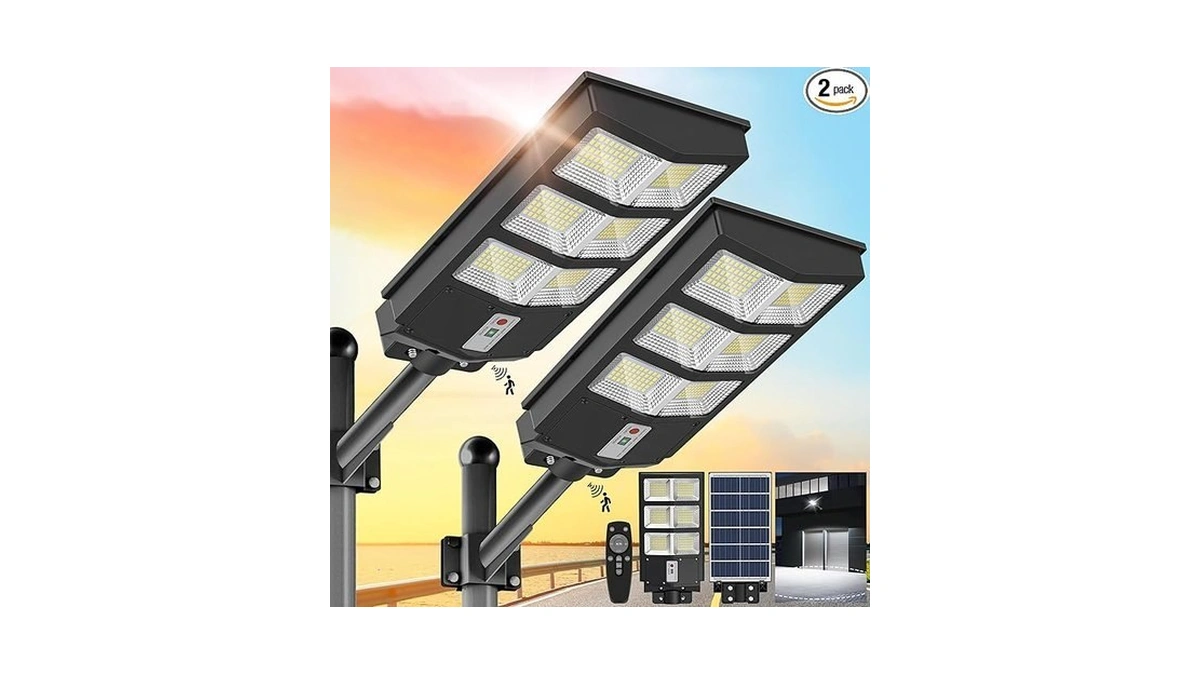 Sunwish Solar Street Lights Outdoor 6500k Parking Lot Lights Commercial