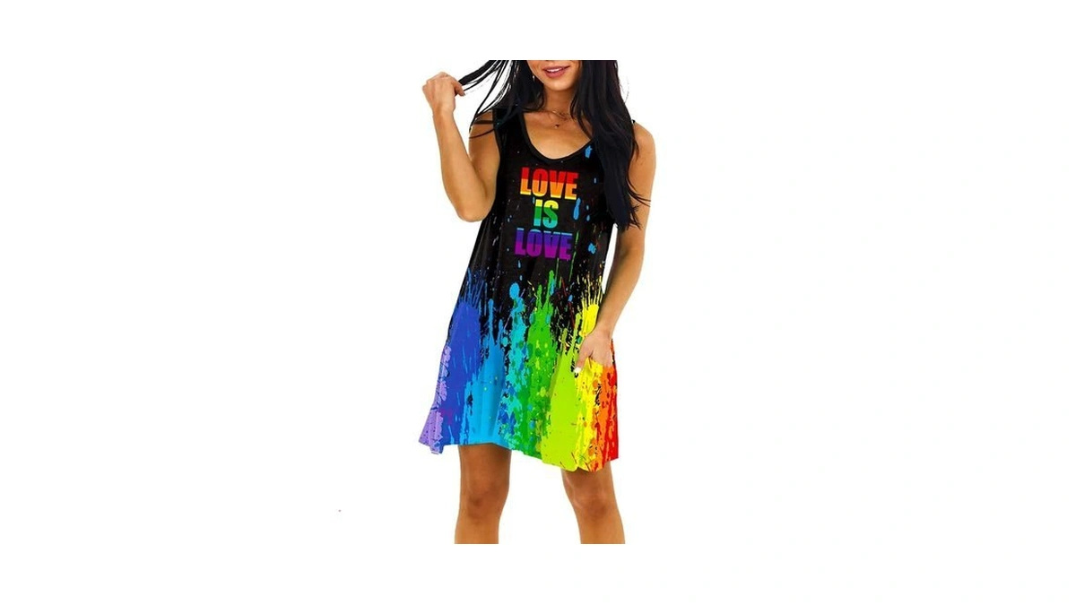 Womens Lgbt Dress Gay Pride Sundress Rainbow Splash Love Lesbian
