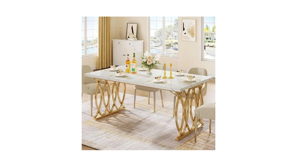 Tribesigns Modern Dining Table, 63" Large Kitchen Table For 4-6