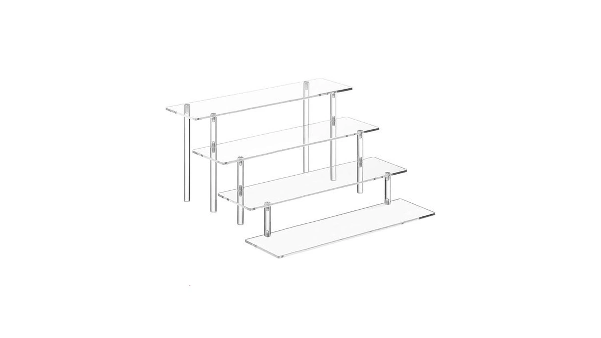 Henable 4 Tier Acrylic Perfume Organizer Stand, Clear Display Risers