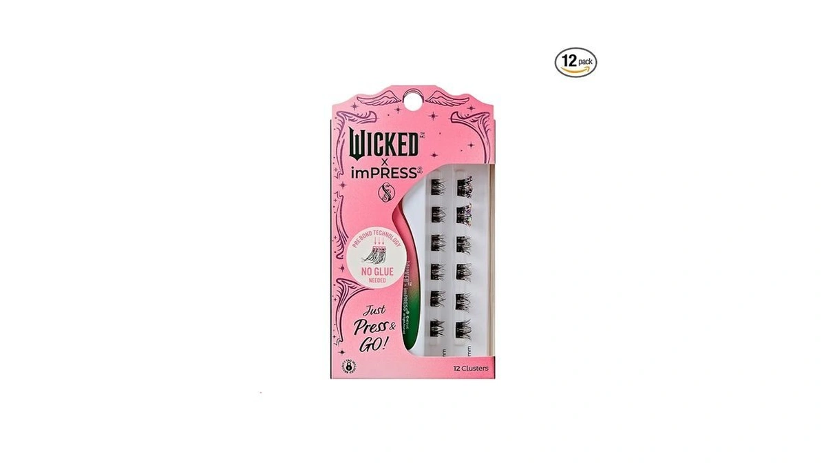 Wicked X Impress Press On Self Adhesive Eyelashes, βfantabulousβ, 8mm-10mm