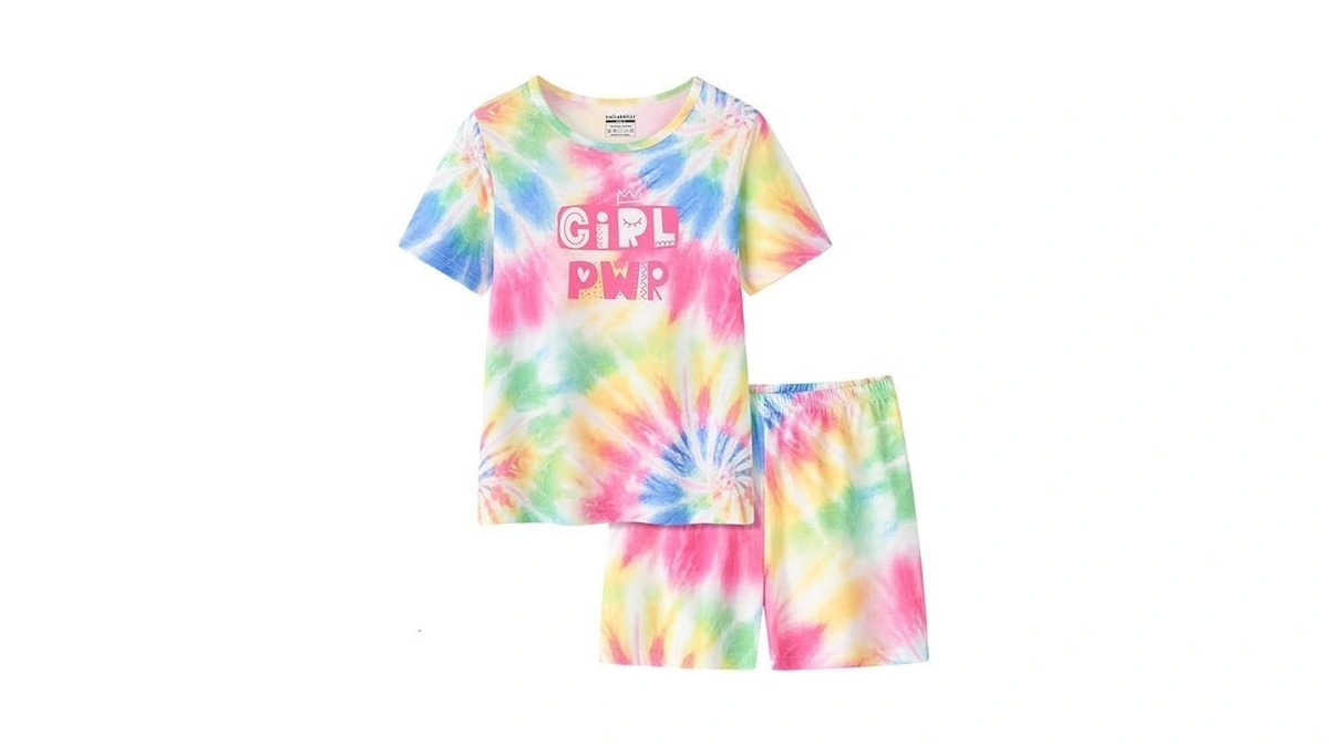 Unicabbit21 Cutesy On-trend Rainbow Tie Dye Pajamas For Teens Girls