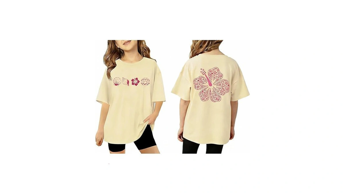 Tewmeu Hawaiian Shirts For Girls Oversize Beach Outfits Hibiscus Flower