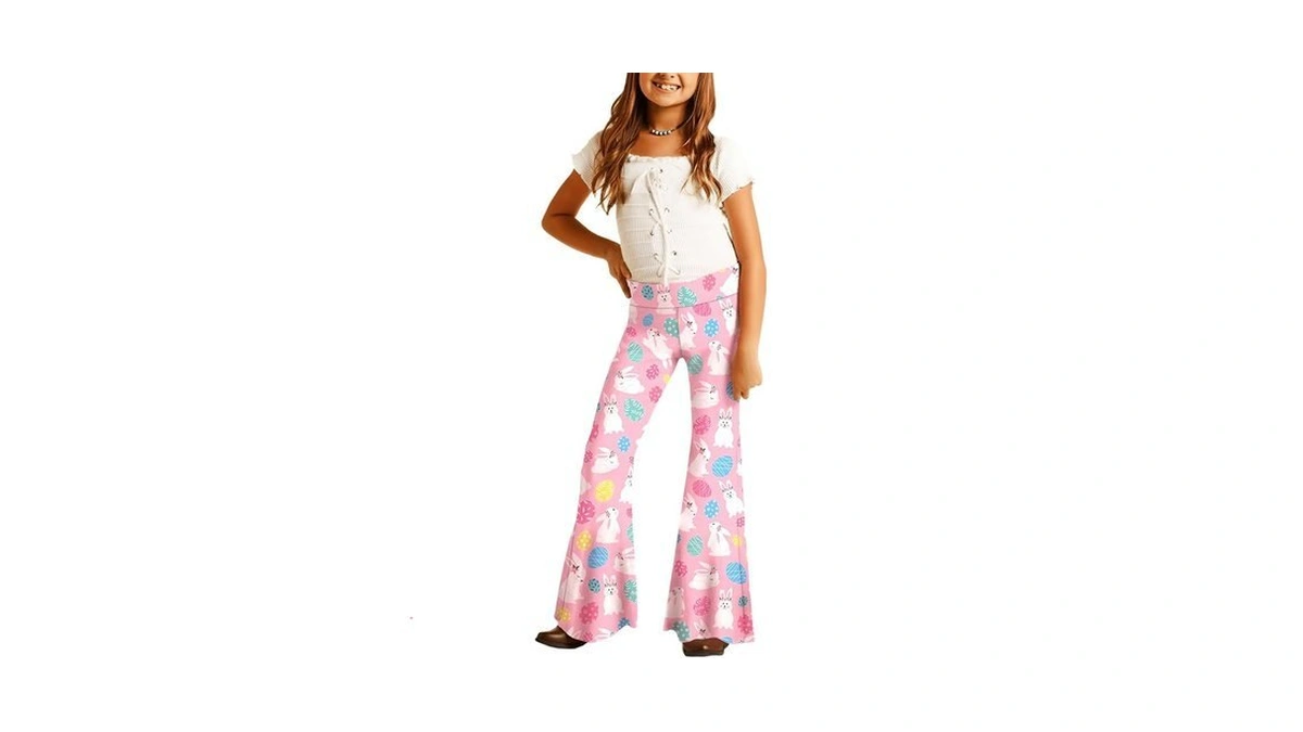 Easter Pink Pants For Kids Girls Easter Color Eggs Cute