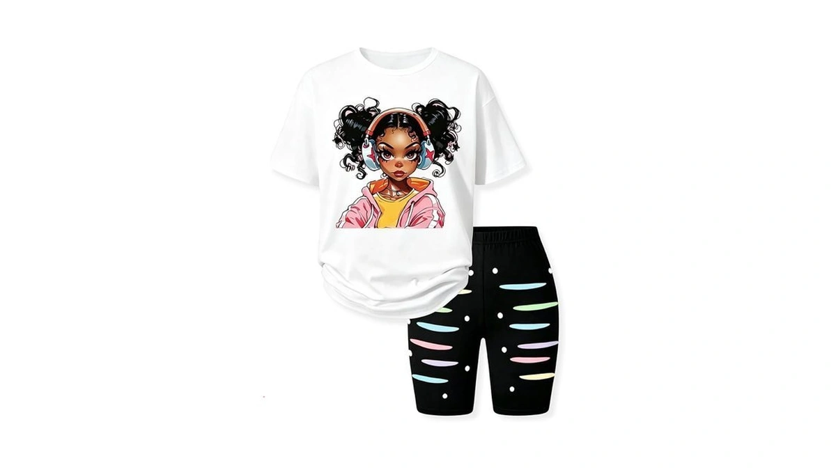Lkalpsq Little Girls Summer Clothes Set Teen Girls 2-piece Outfit