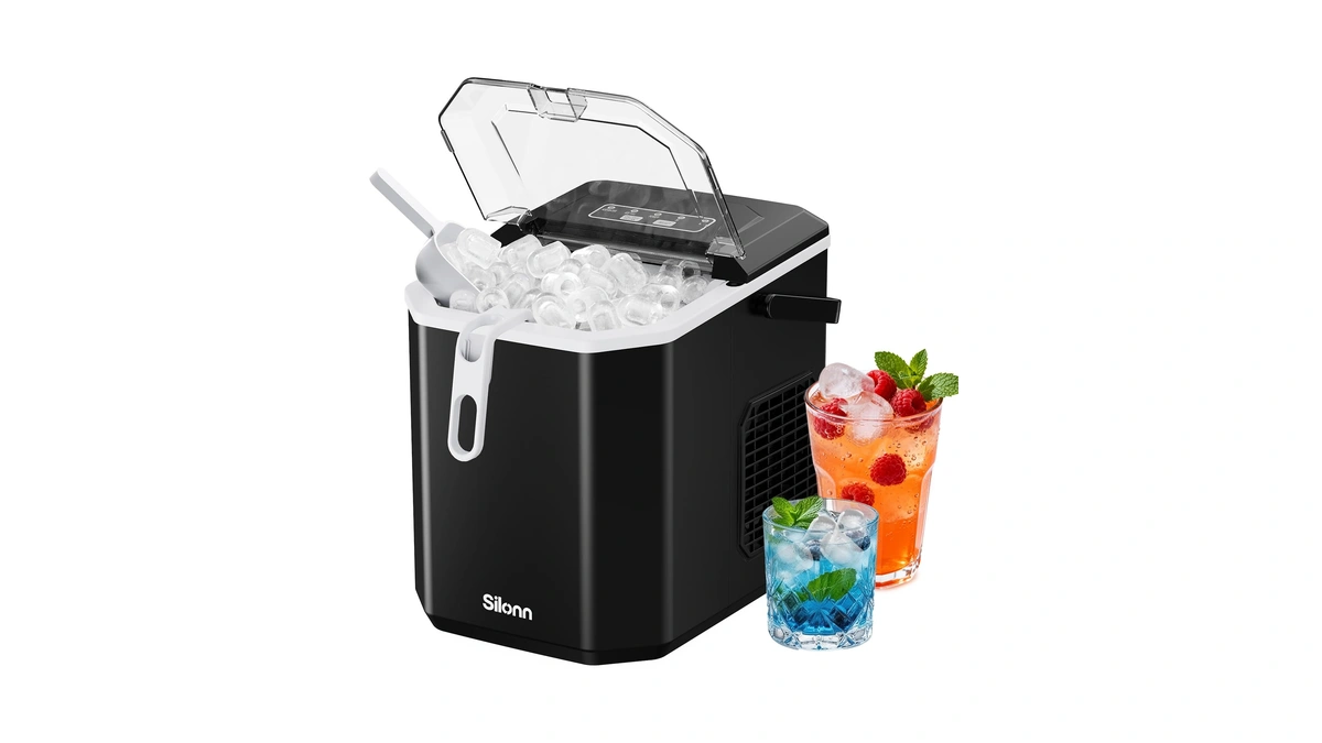 Silonn Ice Maker Countertop, Portable Ice Machine With Carry Handle,