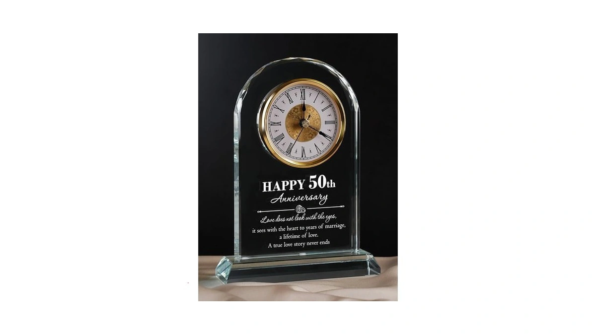 Wintaim 50th Anniversary Glass Clock Gift - Perfect Keepsake For