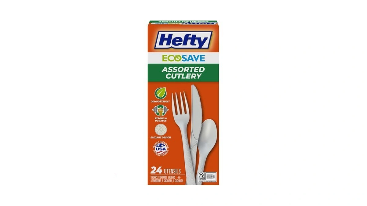 Hefty Ecosave Compostable Assorted Cutlery Set, Utensils For Bbqs, Tailgates,