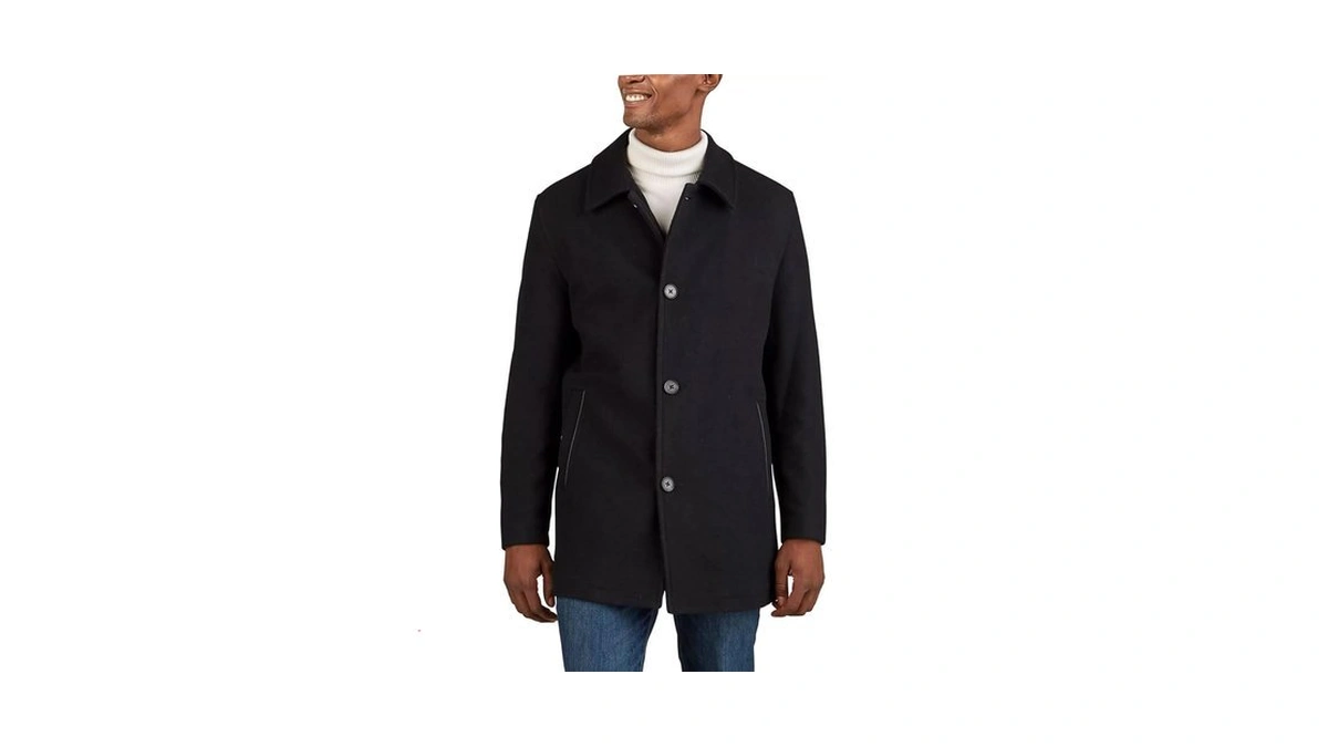 Cole Haan Signature Men's Wool Plush Car Coat, Black, Xx-large