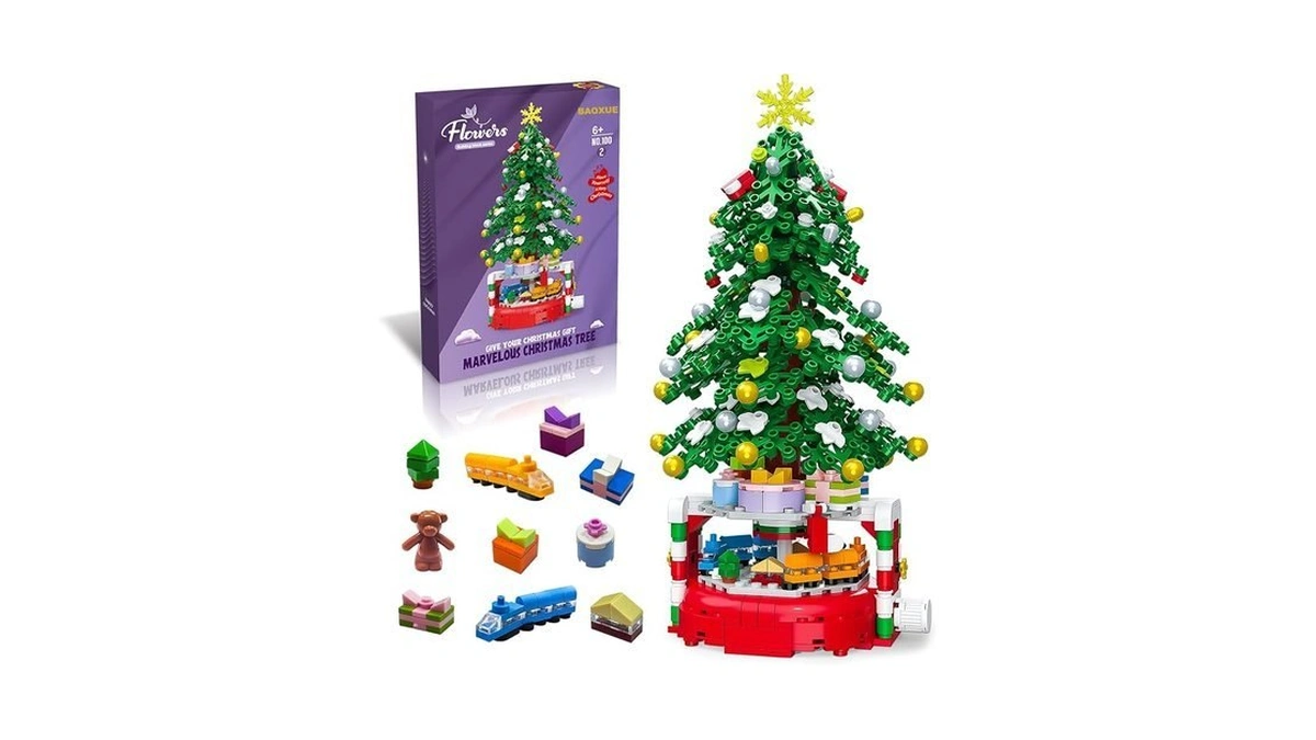 Baoxue Christmas Tree Building Block Set, 515 Pieces, Rotating Base