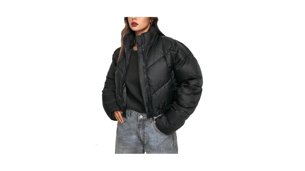 Yimoon Womens Cropped Puffer Jacket Winter Warm Quilted Jacket Zip