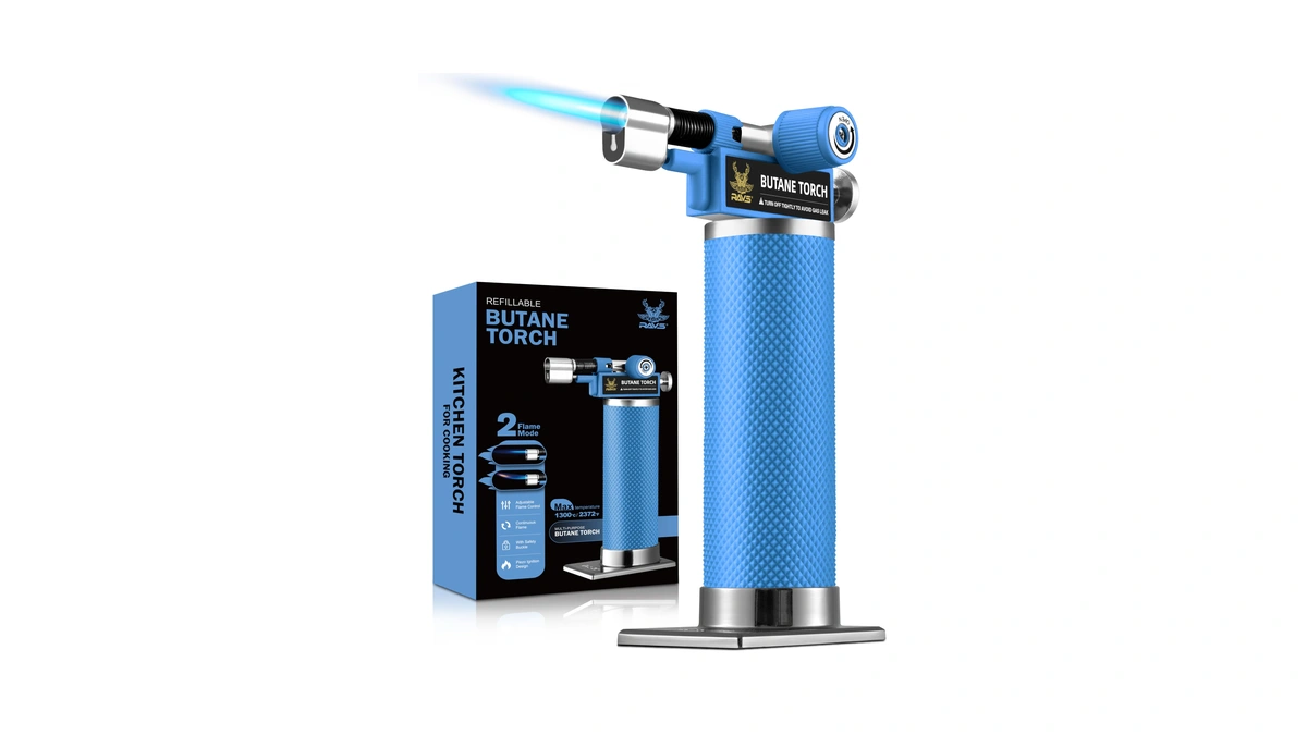 Ravs Dual Flame Mode Butane Torch, Refillable Kitchen Torch Lighter