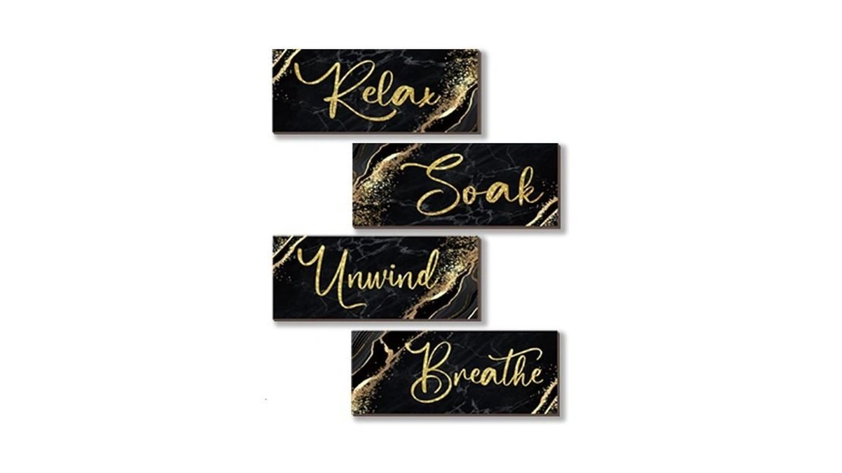 Onizhity 4 Pcs Black And Gold Bathroom Decor Black Gold