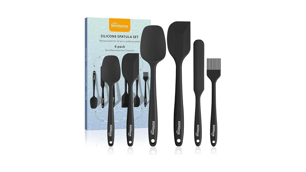 Nilehome Silicone Spatula Set, 6 Pieces Food Grade Kitchen Utensils