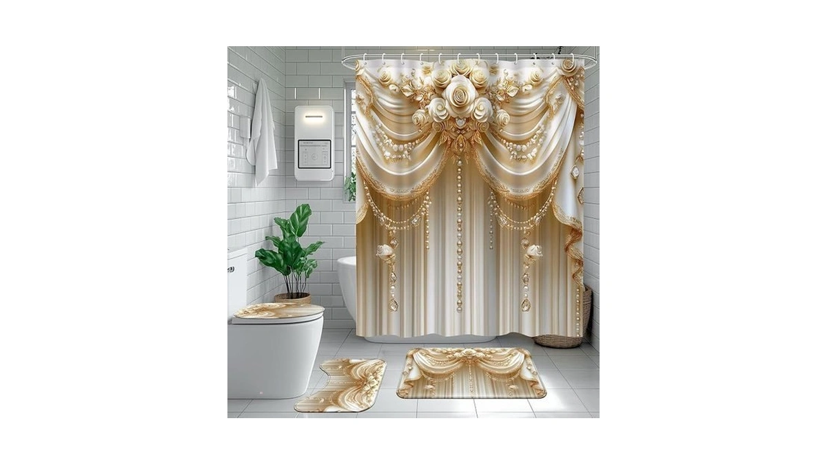 Ticuenicoa Luxury Shower Curtain Set - 72x72 Inch Elegant Floral