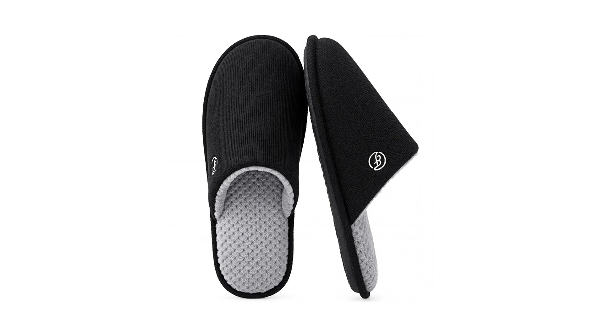 Everfoams Men's Cotton Knit Slippers Lightweight Memory Foam Indoor Breathable