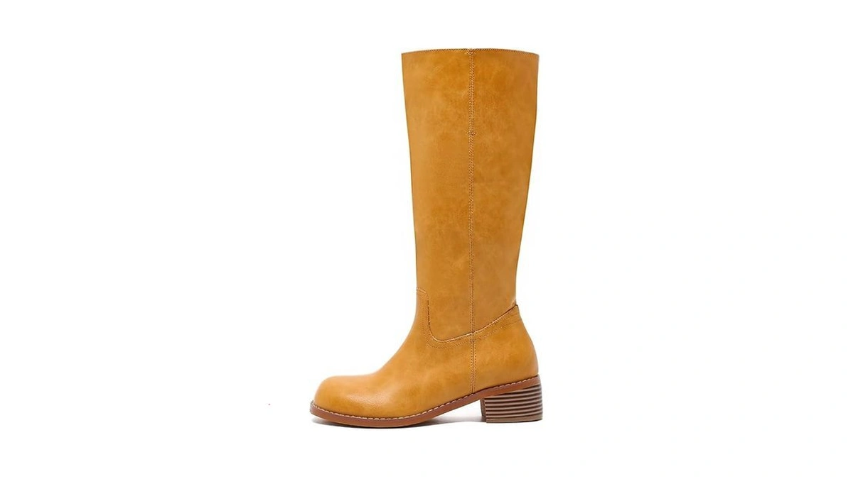 Hodeery Women's Knee High Boots Square Toe Tall Boots Wide
