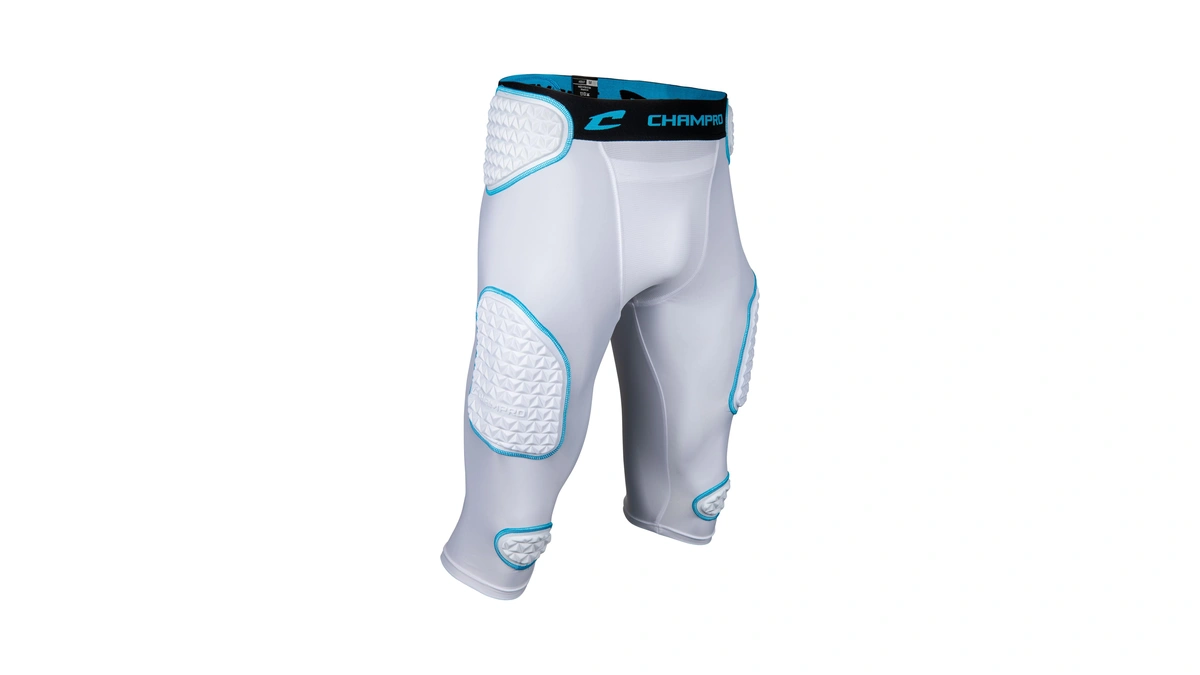 Champro Men's Bull Rush 7-pad Girdle, Large, White, Optic Blue