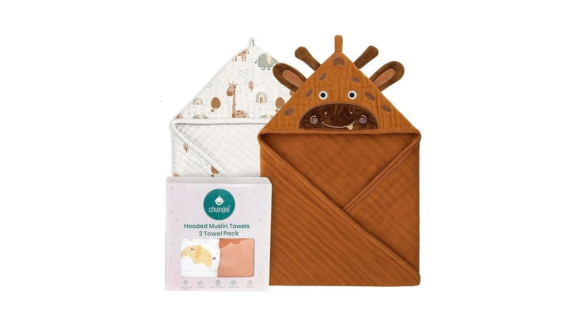 Chungie Soft Muslin Hooded Baby Towels 32x32 Inches – 100%