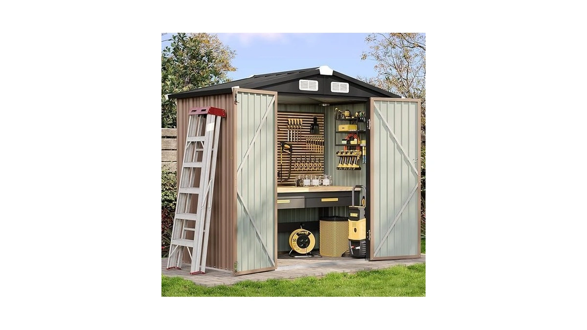 Aoxun 6.2x4 Ft Shed Outdoor Storage Shed With Lockable Doors
