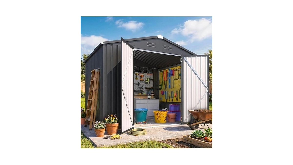 Aecojoy 6' X 8' Outdoor Metal Storage Shed, Heavy Duty