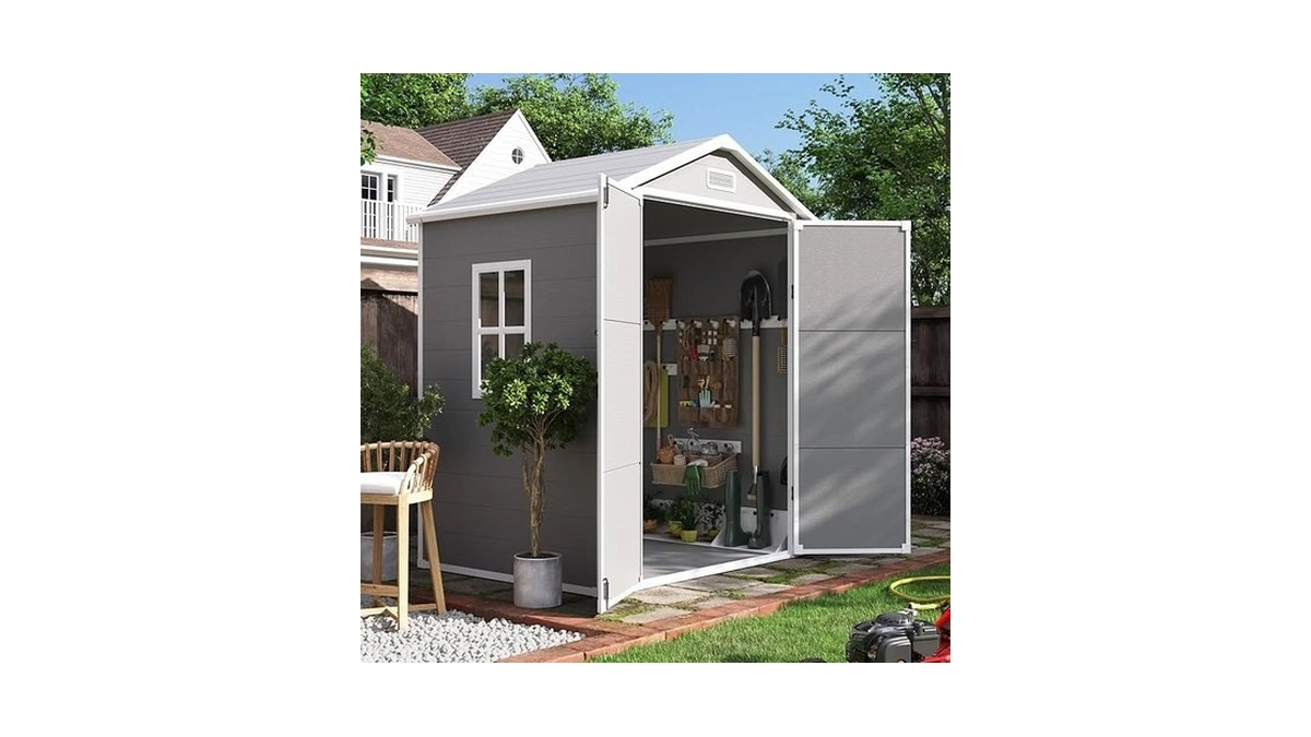 Udpatio Outdoor Storage Shed 6x4 Ft, Garden Resin Shed For