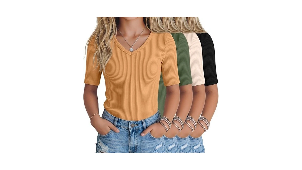 Lessonzoo 4 Pack Teen Girls T Shirts Kids Summer V