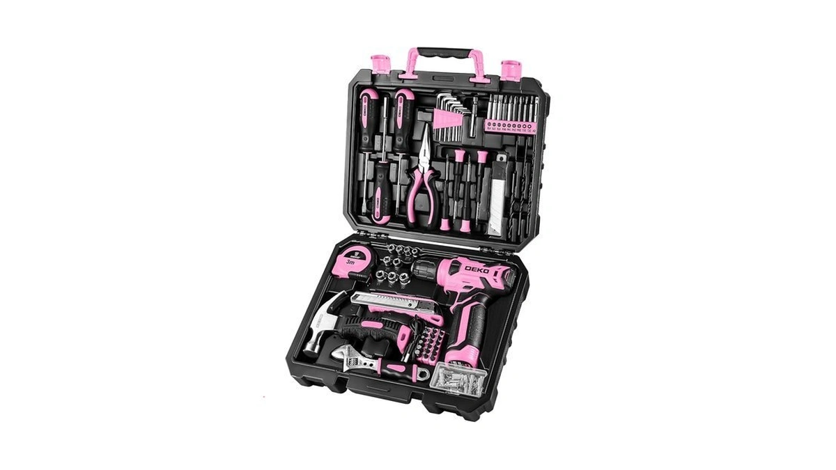 Dekopro Drill Set, Home Tool Set With 8v Pink Cordless
