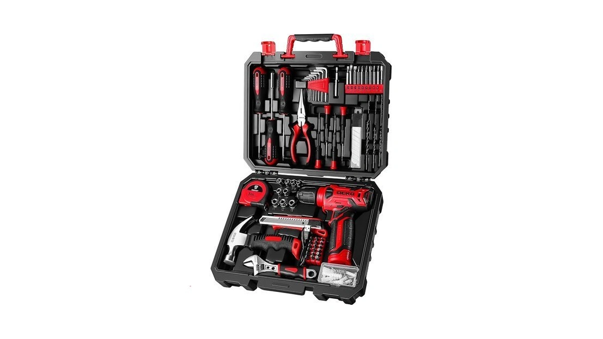 Dekopro Drill Set: Tool Set With 8v Red Cordless Drill,